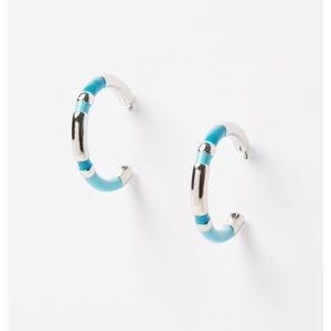 Brilliant aqua blue and silver tone hoops